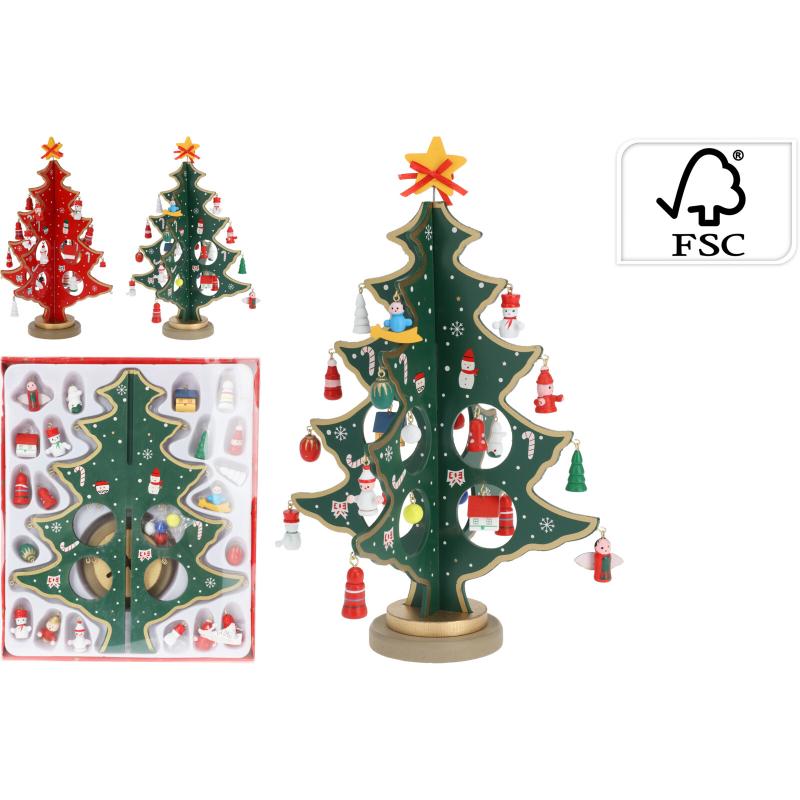 Christmas Craft Tree With Decorations Green 27Cm