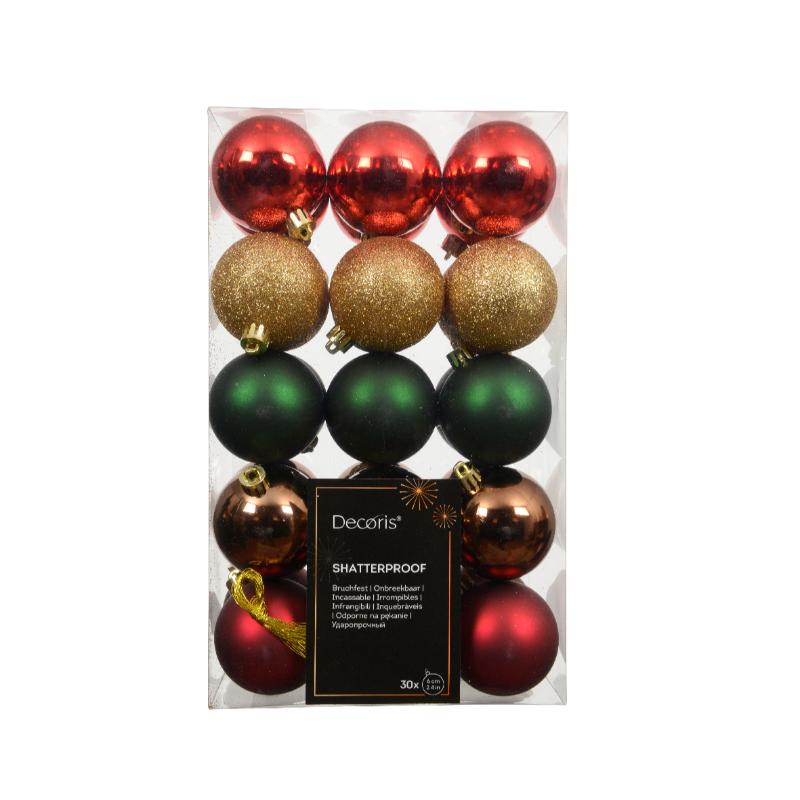 Christmas Shatterproof Classic Baubles Box Of 30 6Cm