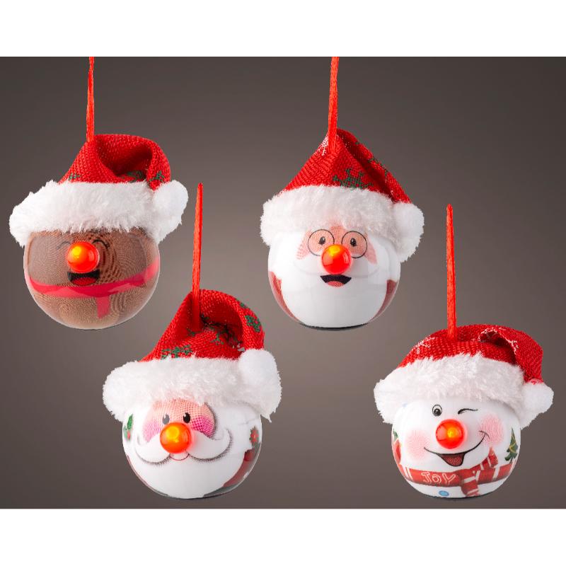 Christmas Novelty 7Cm Bauble With LED 4 Assorted