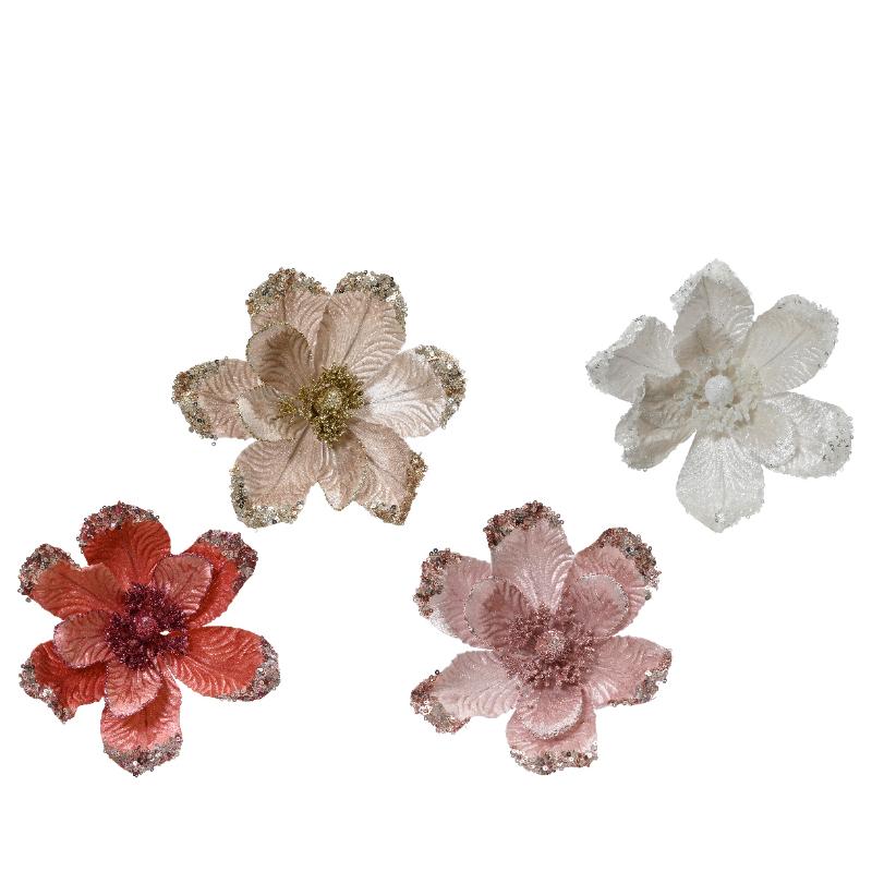 Christmas Magnolia On Clip 5 Assorted