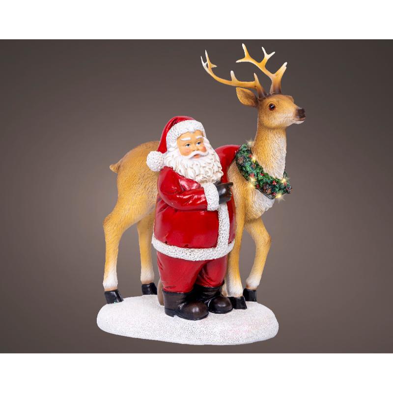 Christmas Santa  With Deer Battery Operated With Led
