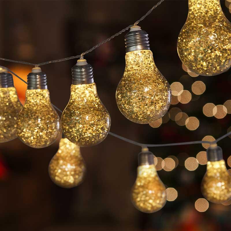 Three Kings Glitter Bulb Lights Set Of 10