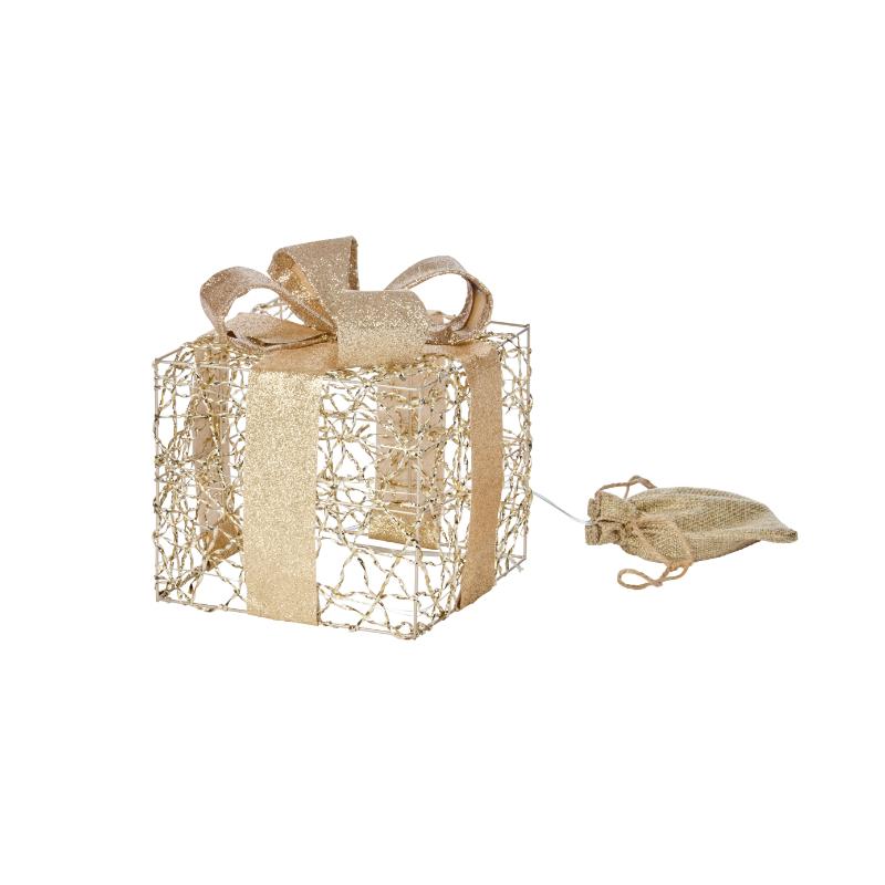 Three Kings Christmas Gold Weave Giftbox Set Of 3 With LED