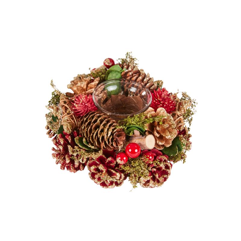 Three Kings Christmas Classic Pinecone Single Candle Holder