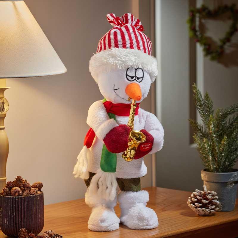 Three Kings Christmas Snowman With Sax  Snowglobe