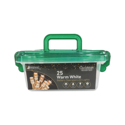 Christmas Battery Operated 25 LED Warm White Lights