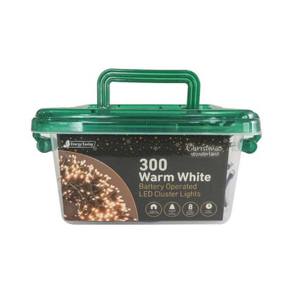 Christmas Battery Operated 300LED Cluster lights Warm white