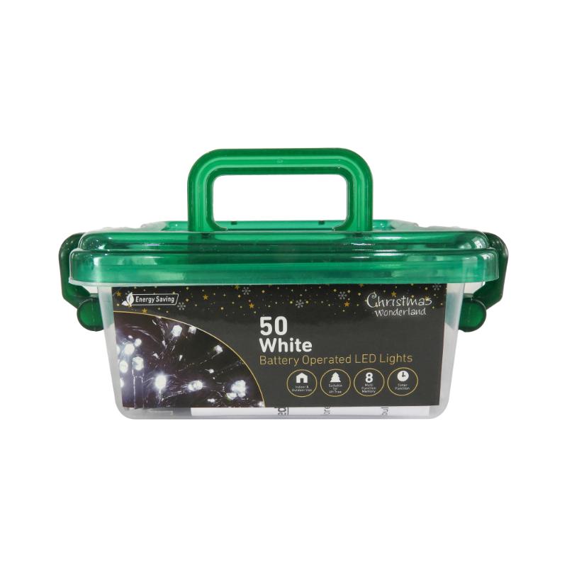 Christmas Battery Operated 50 LED White Multi-Function Lights