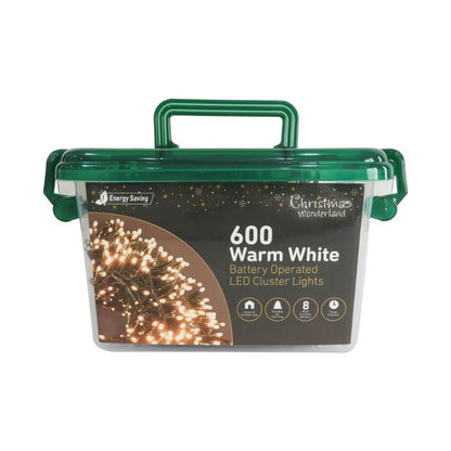 Christmas Battery Operated 600LED Cluster lights Warm white