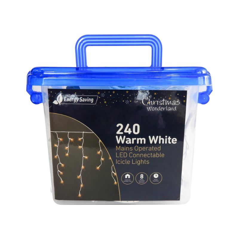 Christmas 240LED White Connectable S/Fall Icicle