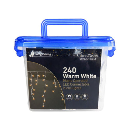 Christmas 240LED White Connectable S/Fall Icicle
