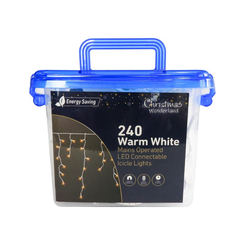 Christmas 240LED Warm White Connectable S/Fall Icicle
