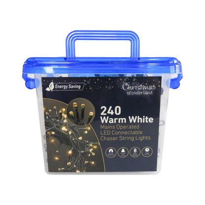 Christmas 240 LED Warm White Connectable Chaser String