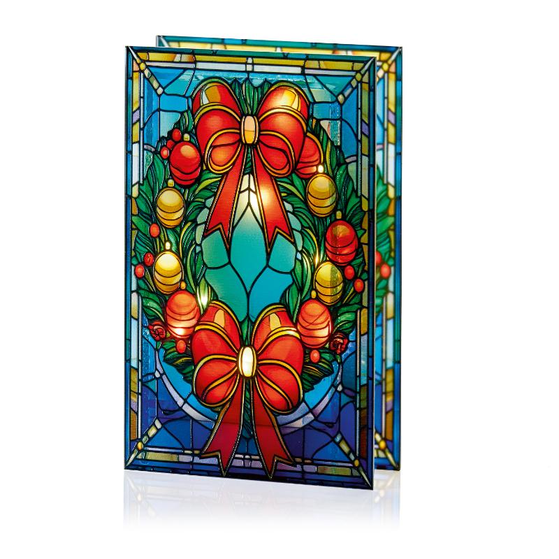 Christmas Stained glass Lantern Wreath 21cm