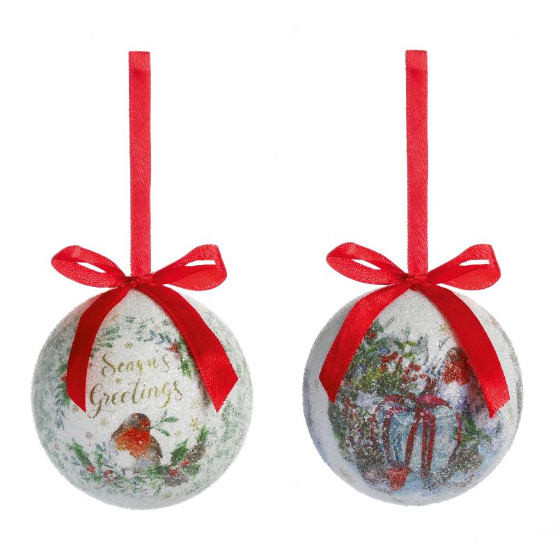 Christmas Robin Baubles set of 14