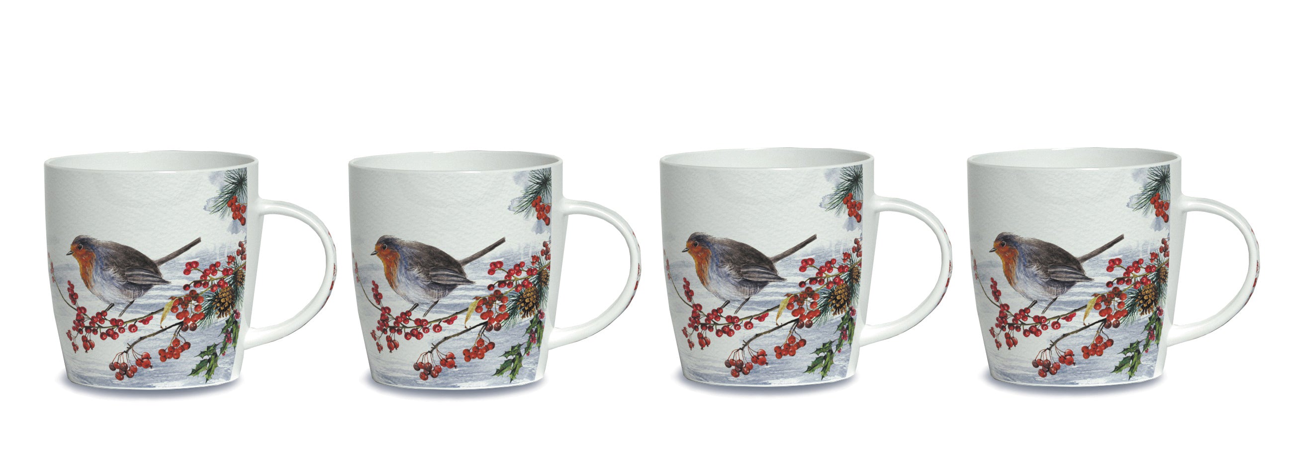 Newgrange Robin Bone China Mugs Set 4