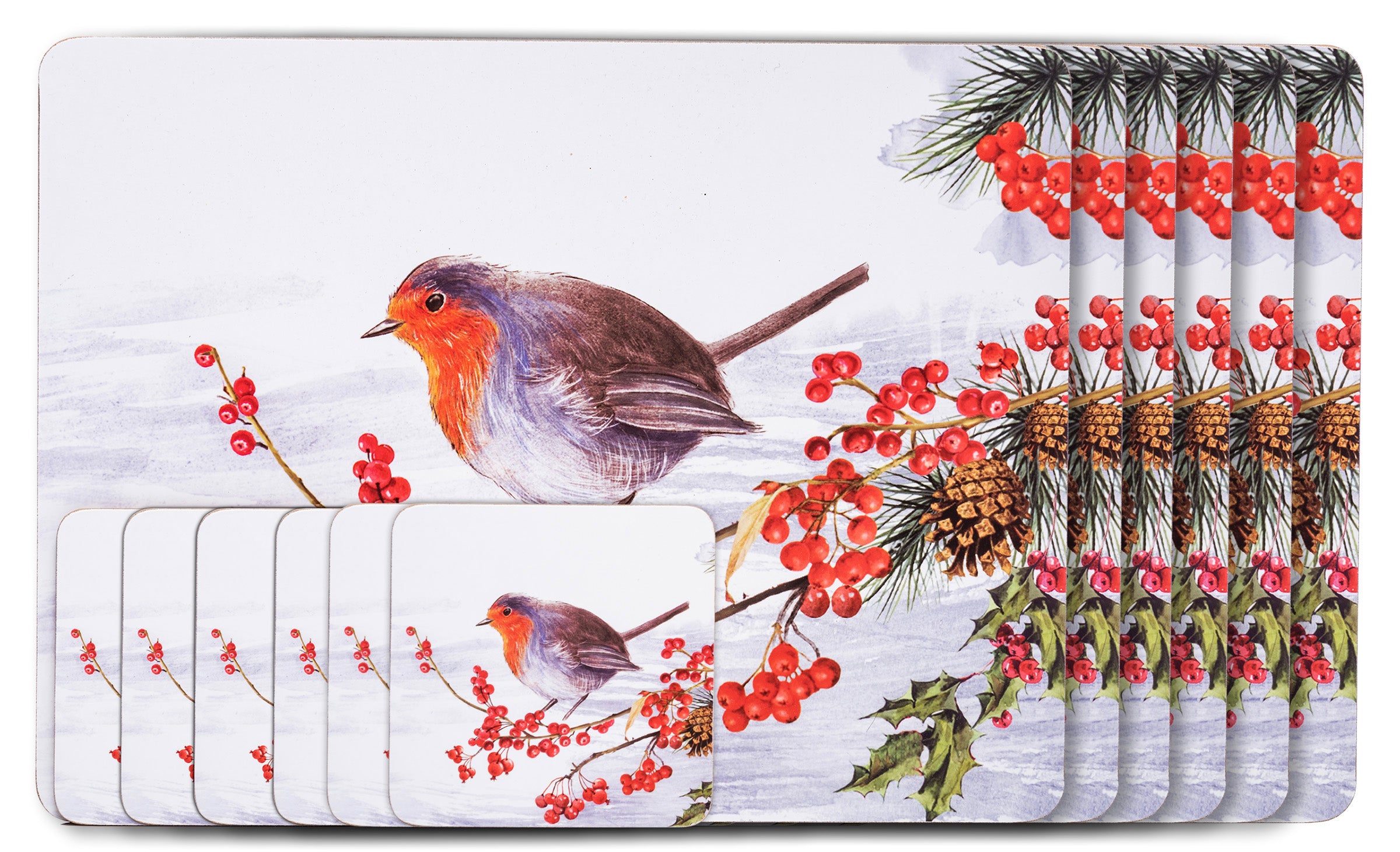 Newgrange Robin Placemat &amp; Coaster 6 pce Setting