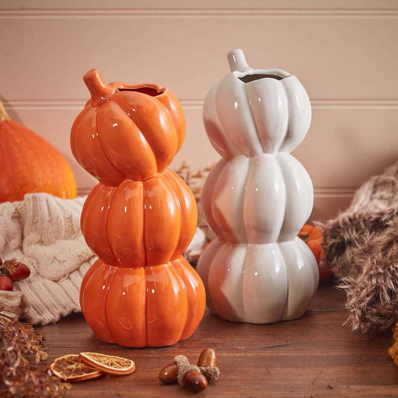 Autumn Harvest Pumpkin Stack Vase 2 Assorted