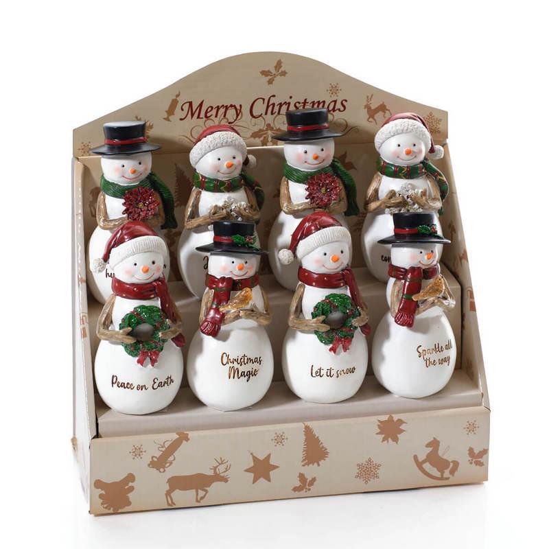 Christmas Resin Snowman Ornament With Wording 8 Asstd With Display Box 16