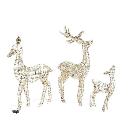 Three Kings Christmas GoldTwist Deer Family Set of 3 With LED