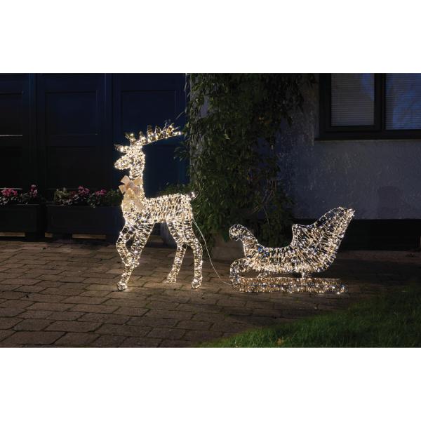 Three Kings Christmas GoldTwist Reindeer And Sleigh With LED