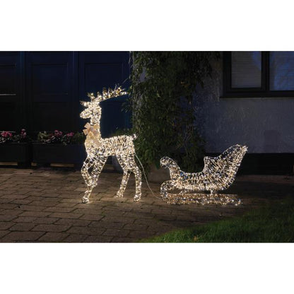 Three Kings Christmas GoldTwist Reindeer And Sleigh With LED