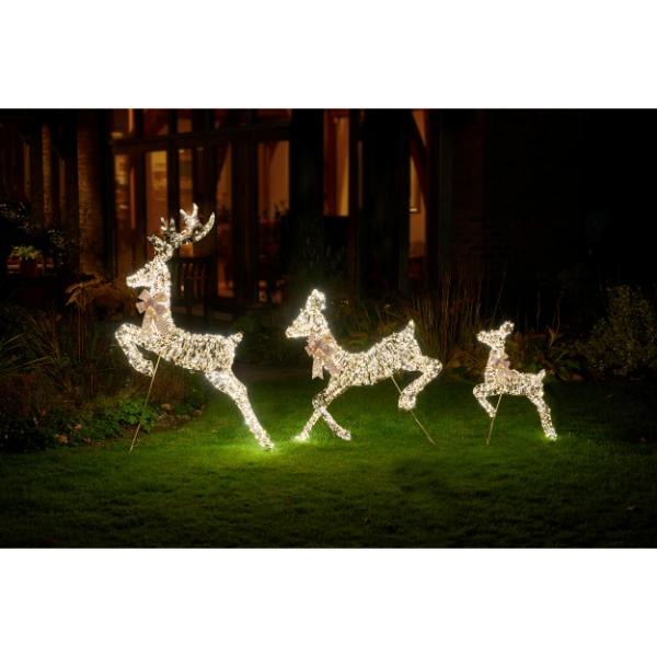 Three Kings Christmas GoldTwist Leaping Deer Family With LED