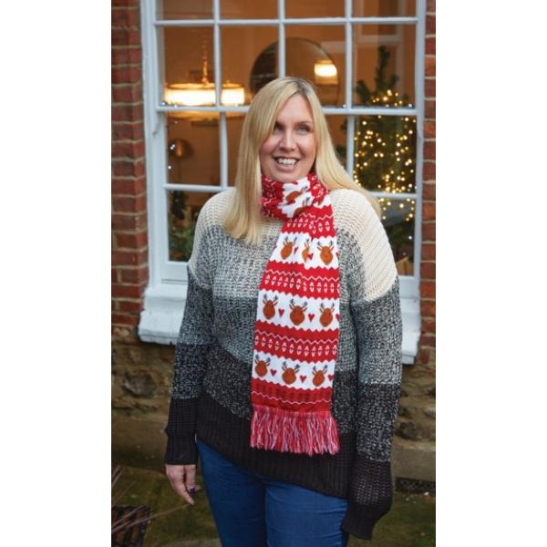 Three Kings Christmas Reindeer scarf   One size 