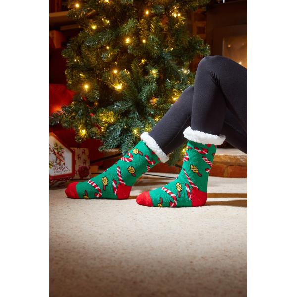 Three Kings Christmas Candy Cane  Slipper Socks One size 