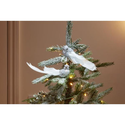 Three Kings Christmas Silver Glitter bird Hanging decorations pack of 2
