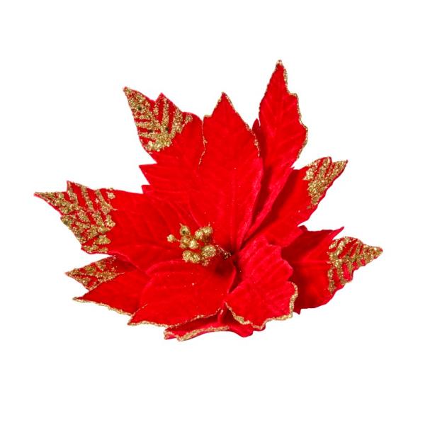 Three Kings Christmas Poinsettia Red with Gold glitter