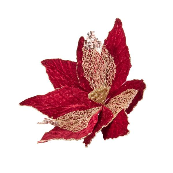 Three Kings Christmas Poinsettia Burgundy with gold 