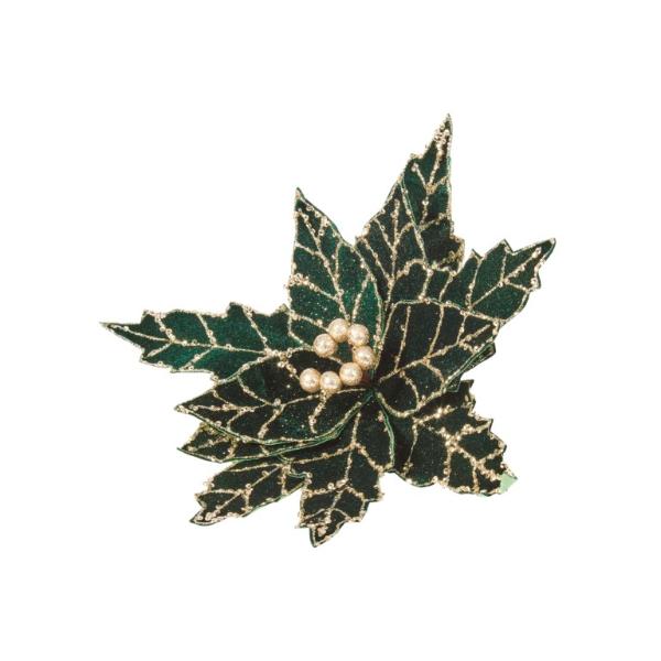 Three Kings Christmas Poinsettia Green with gold 