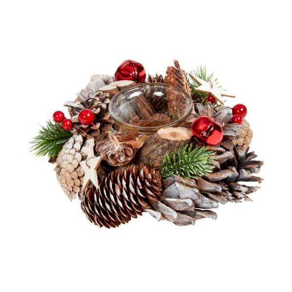 Three Kings Christmas Frosted Pinecone Single Candle holder 