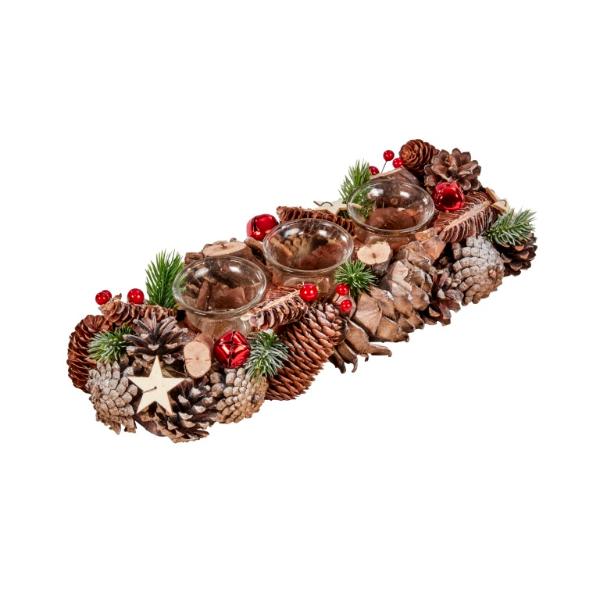 Three Kings ChristmasFrosted Pinecone Trio Candle holder 