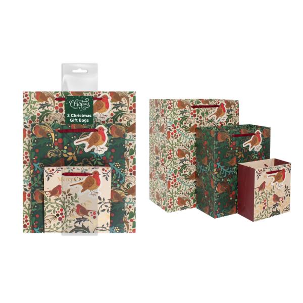 Christmas Robin Gift  Bag 3 pack 