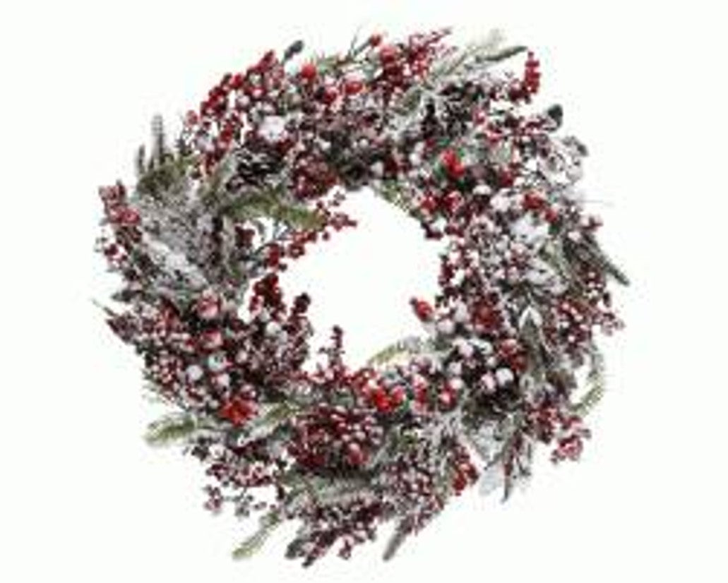 2ft(60cm) Snowy Redberry Christmas Wreath 