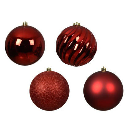 Christmas Shatterproof Baubles Red 14cm set of 4 