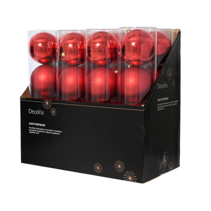 Christmas Shatterproof Baubles Red 14cm set of 4 