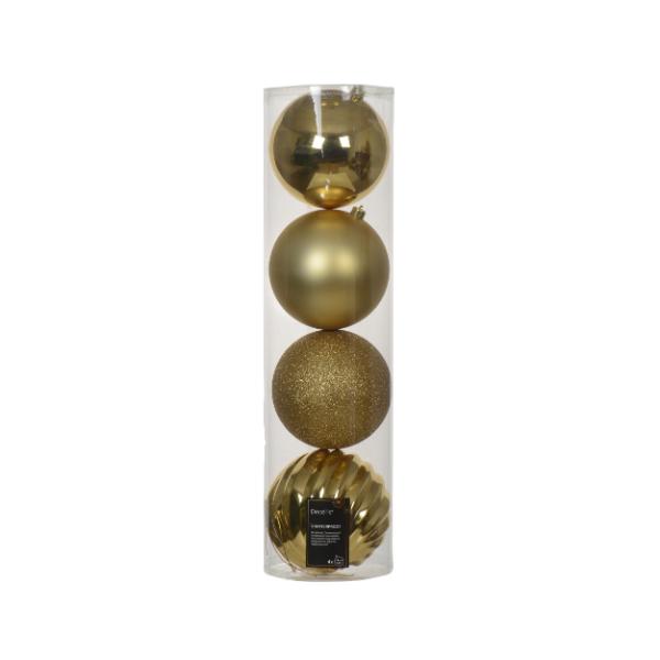 Christmas Shatterproof Baubles Gold 14cm set of 4 