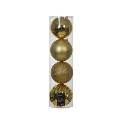 Christmas Shatterproof Baubles Gold 14cm set of 4 