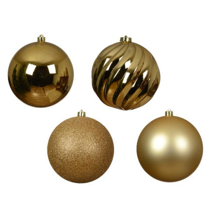 Christmas Shatterproof Baubles Gold 14cm set of 4 
