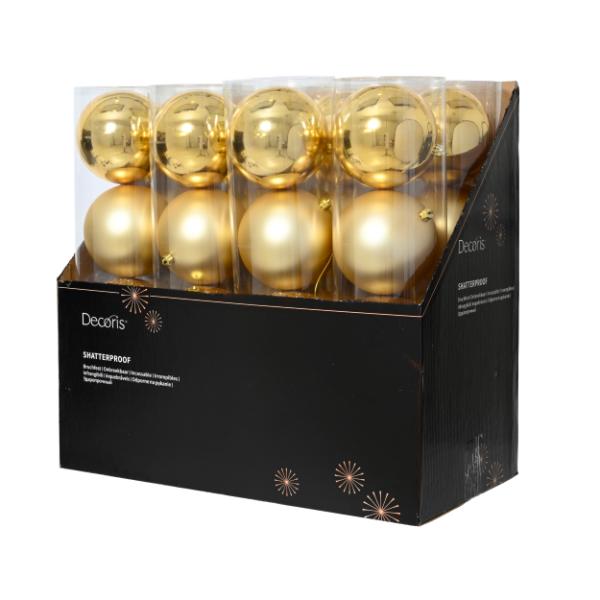 Christmas Shatterproof Baubles Gold 14cm set of 4 