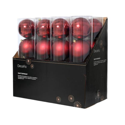 Christmas Shatterproof Baubles Burgundy 14cm set of 4 