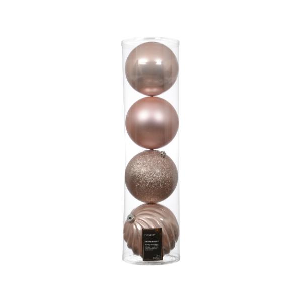 Christmas Shatterproof Baubles Pink 14cm set of 4 