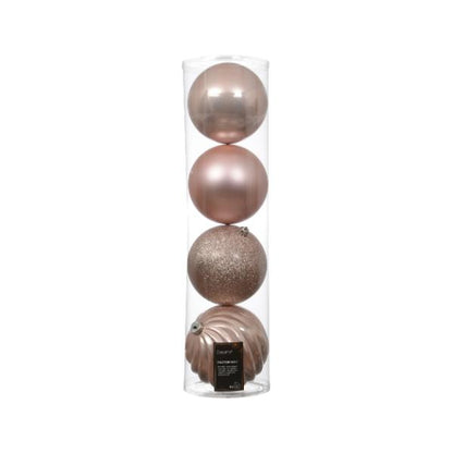 Christmas Shatterproof Baubles Pink 14cm set of 4 