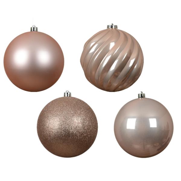 Christmas Shatterproof Baubles Pink 14cm set of 4 