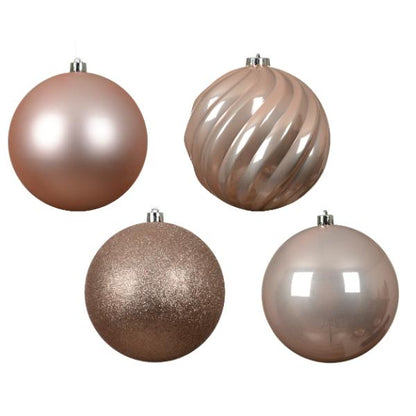Christmas Shatterproof Baubles Pink 14cm set of 4 