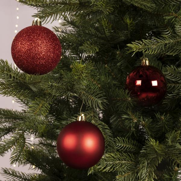 Christmas Shatterproof Baubles Red set of 34