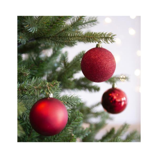 Christmas Shatterproof Baubles Red set of 34